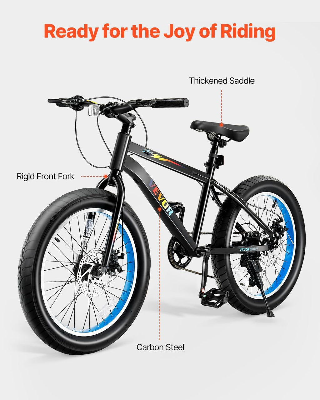 VEVOR Mountain Bike for Men/Women, 20'/26'/29' Sizes, 7/21/24 Speed Twist Shifting, Front or Dual Suspension, Dual Disc Brakes, Comfort Saddle, Sleek Colors