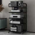 5-Tier HiFi Multimedia Rack with Wheels, Carbon Steel Stereo Component Storage Shelf, Audio Stand for Living Room & Bedroom, 106CM Height, Perfect for nizing AV Equipment