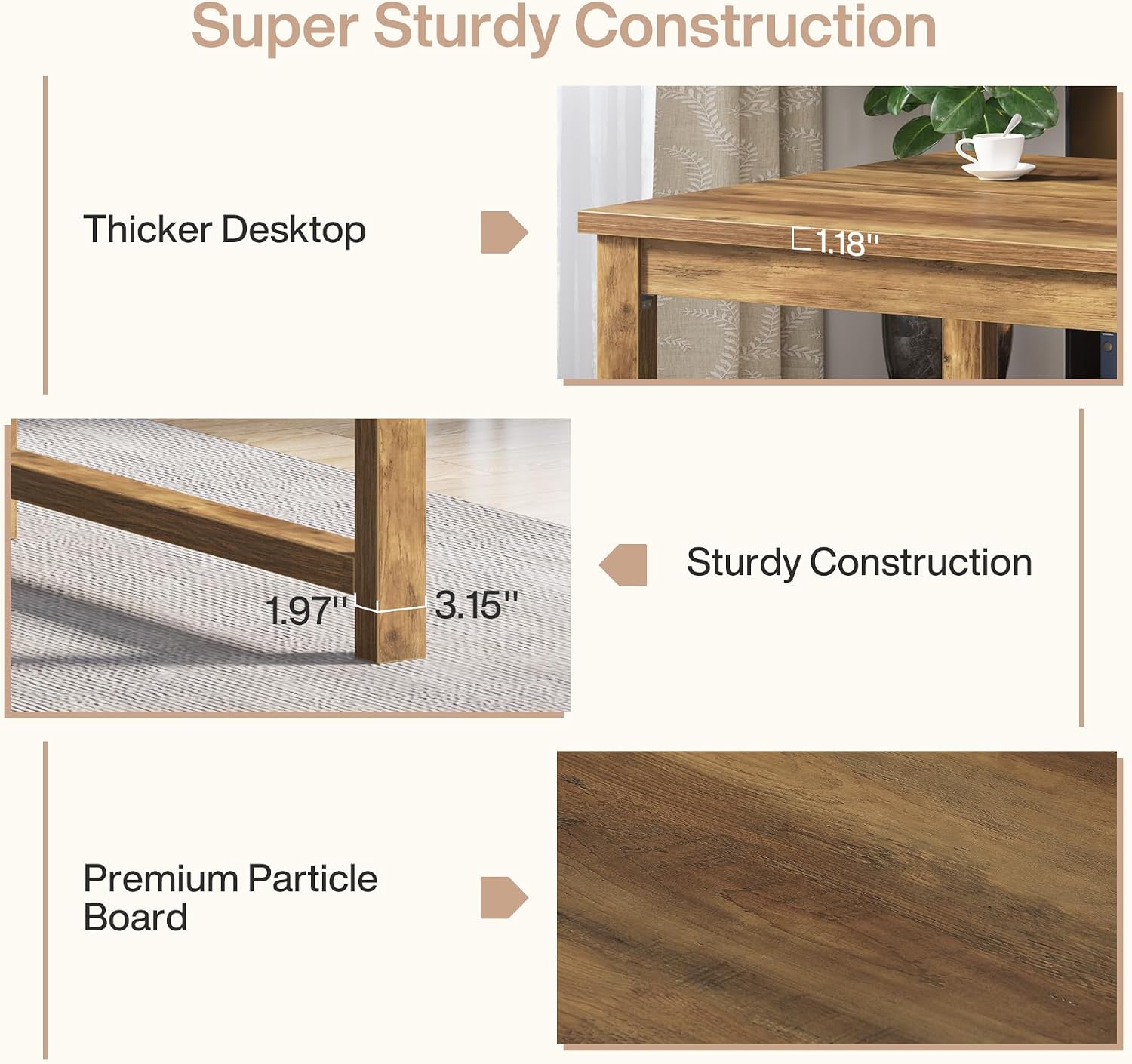 Tribesigns Modern Computer Desk, 63 x 31.5 inch Large Office Desk Computer Table Study Writing Table Workstation for Home Office, Brown Wood