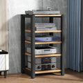 Audio Equipment Rack Cabinet, 5 4 3 2 Tier Av Component Media Stand Stereo Cabinet Audio-Video Tower with Non-Sip Foot Pad, Vertical Printer Holder(Deep Coffee,100cm (39.4in) High)