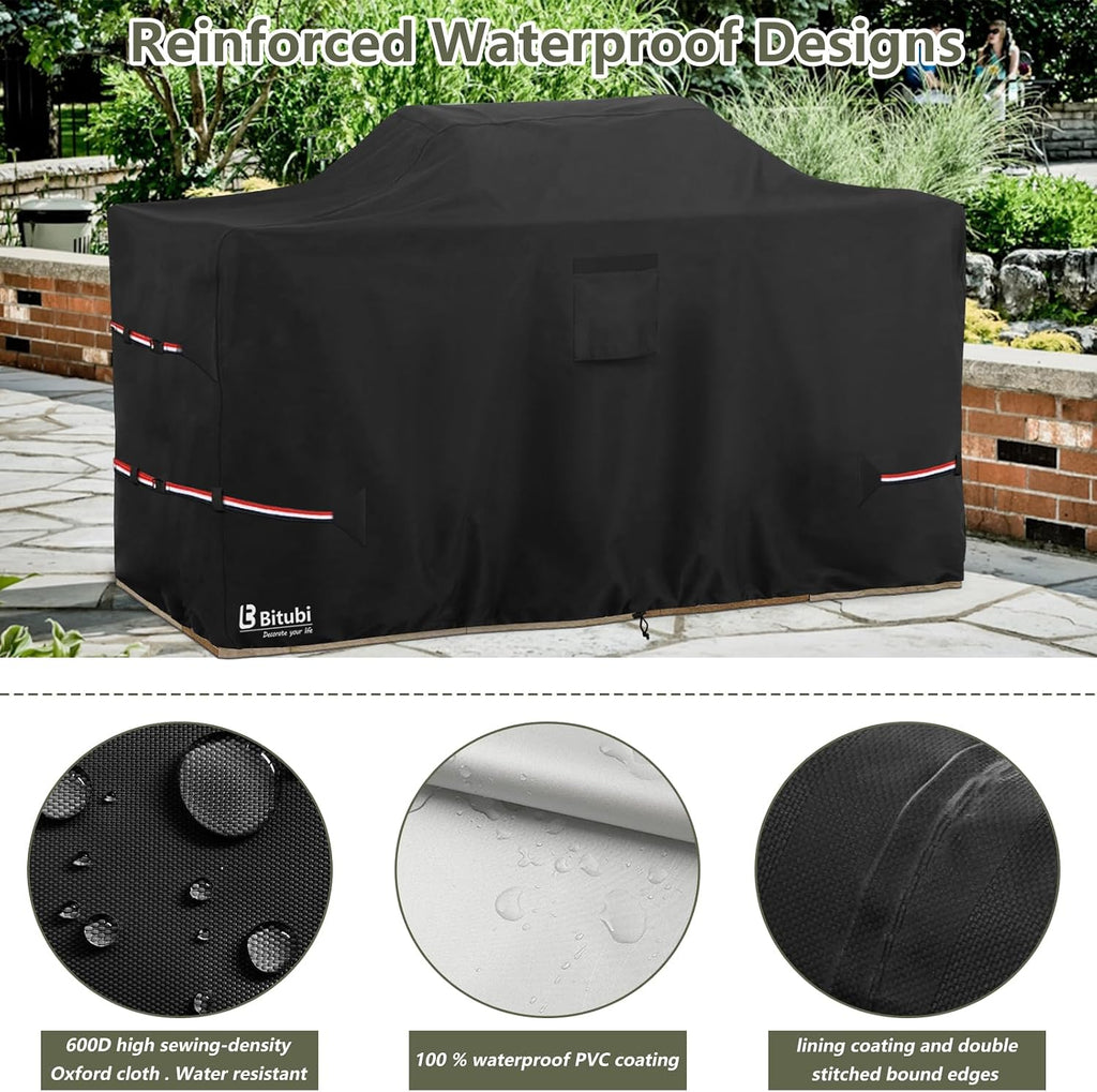 Bitubi 78 Inch Island Grill Cover - 600D Heavy Duty Waterproof All Weather Protection Extra Large Grill Cover,Black