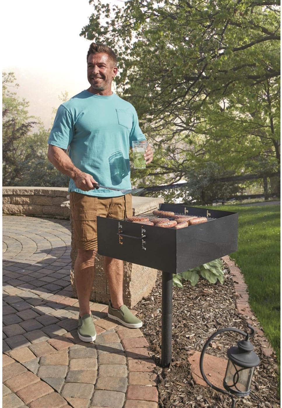 Guide Gear Heavy-Duty Park-Style Charcoal BBQ Grill for Camping, Outdoor Cooking, Backyard, Patio, Camp Grilling Barbecues, 15.5' x 15' x 8.25'h.