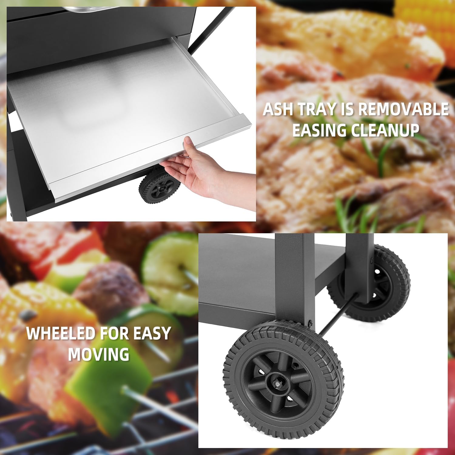 Charcoal Grills Outdoor BBQ Grill with 2 Side Table,Barbecue Grill Smoker with 343 Sq.in.Cooking Area for Outdoor Cooking Backyard Camping Picnics Beach by DNKMOR