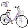 CamPingSurvivals Foldable Cruiser Bike 7-Speed Cruiser Bike 26Inch Women Bicycle with Ergonomic Upright Frame, Effortless 7-Speed Shifting and Lightweight Design for Adult Men and Women