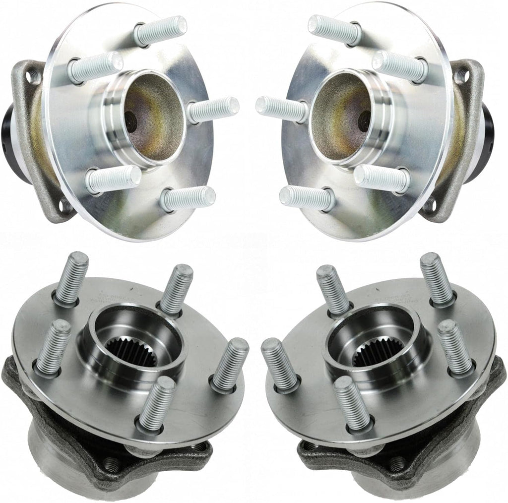 TRQ 2 Piece Front Rear Wheel Bearing & Hub Assembly Set Compatible with 2004-2009 Toyota Prius