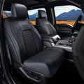 Coverado Wrangler JK Seat Covers, Waterproof Leather Car Front Seat Cover for Truck Pickup, Full Coverage Car Seat Cushion Protector Custom Fit for 2008-2012 Jeep Wrangler 2-Door/4-Door(Black)