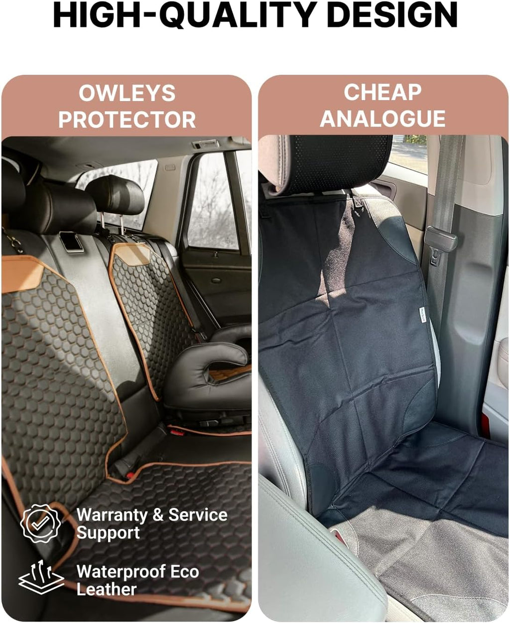Owleys Set Seat Back Organizer & Car Seat Protector Hexy Waterproof & Non-Slip Protector for Child Car Cushion for Leather and Fabric Seats (Hexy Set 1)