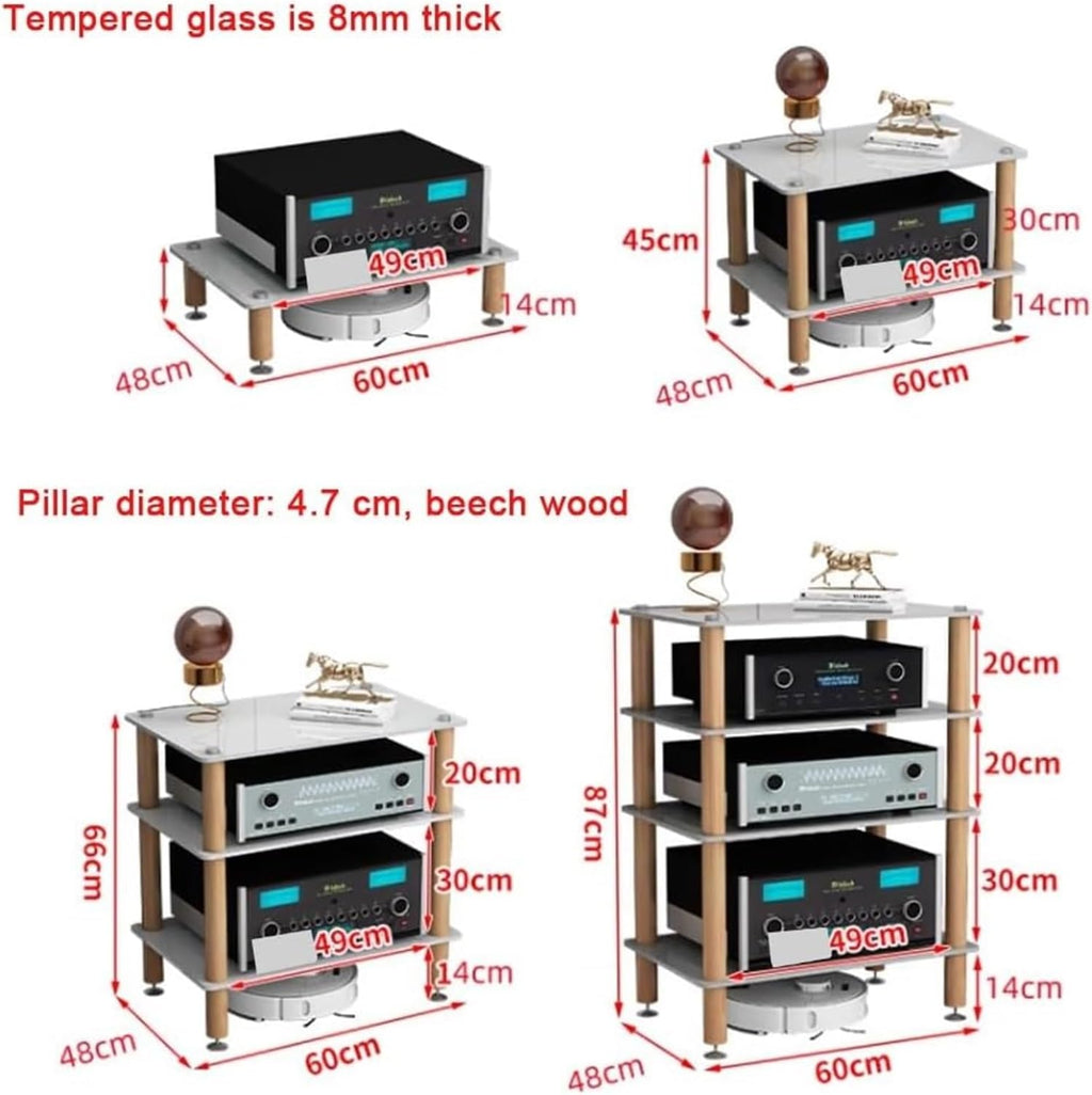 Durable 2-Tier AV Media Stand - Heavy Duty Audio Component Rack & Stereo Storage Cabinet for Home Theater, Black Entertainment Center for Organizing Audio Equipment