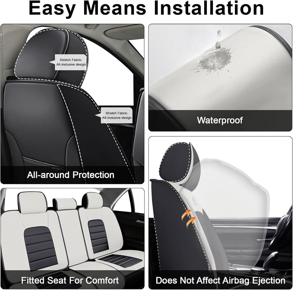 2 Car Seat Covers for Subaru Outback 2000-2026 Breathable Leather,Waterproof Car Seat Protectors with Comfort Headrest Pillows,Automotive Vehicle Cushion with Storage Pockets (Luxury,Gray)