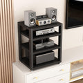 Audio Rack AV Media Stand Wooden Record Player Stand Equipment Console Shelf, for Entertainment Stereo Racks Component Storage and Collection Display(Black,48cm/18.9in)