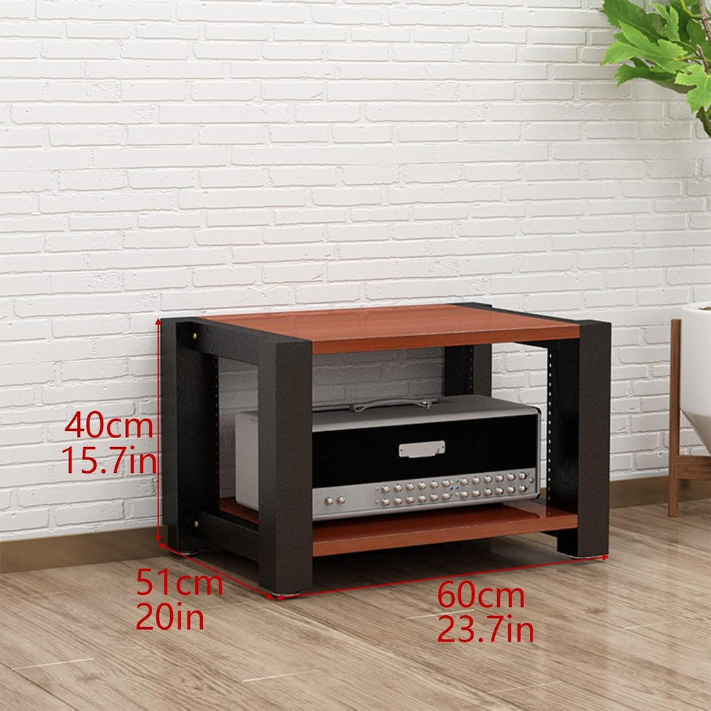 Stereo Racks and Stands, 2/3/4/5 Tier AV Media Stand, Audio Equipment Rack with Adjustable Shelves, Reinforced Steel Frame, Adjustable Footpads, for Home Theater(Natural,2 Tier 60x51x40cm)