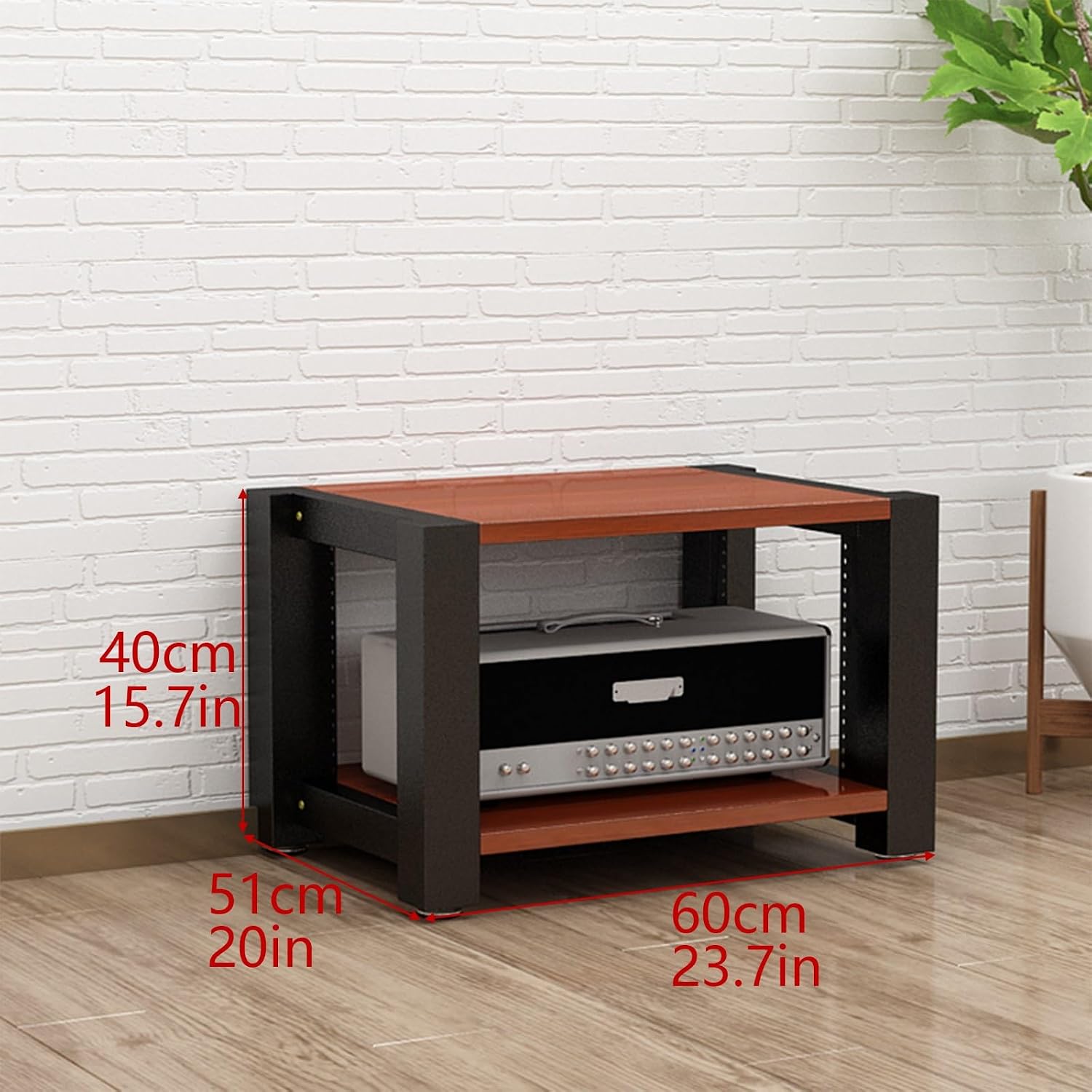 Stereo Racks and Stands, 2/3/4/5 Tier AV Media Stand, Audio Equipment Rack with Adjustable Shelves, Reinforced Steel Frame, Adjustable Footpads, for Home Theater(Natural,2 Tier 60x51x40cm)