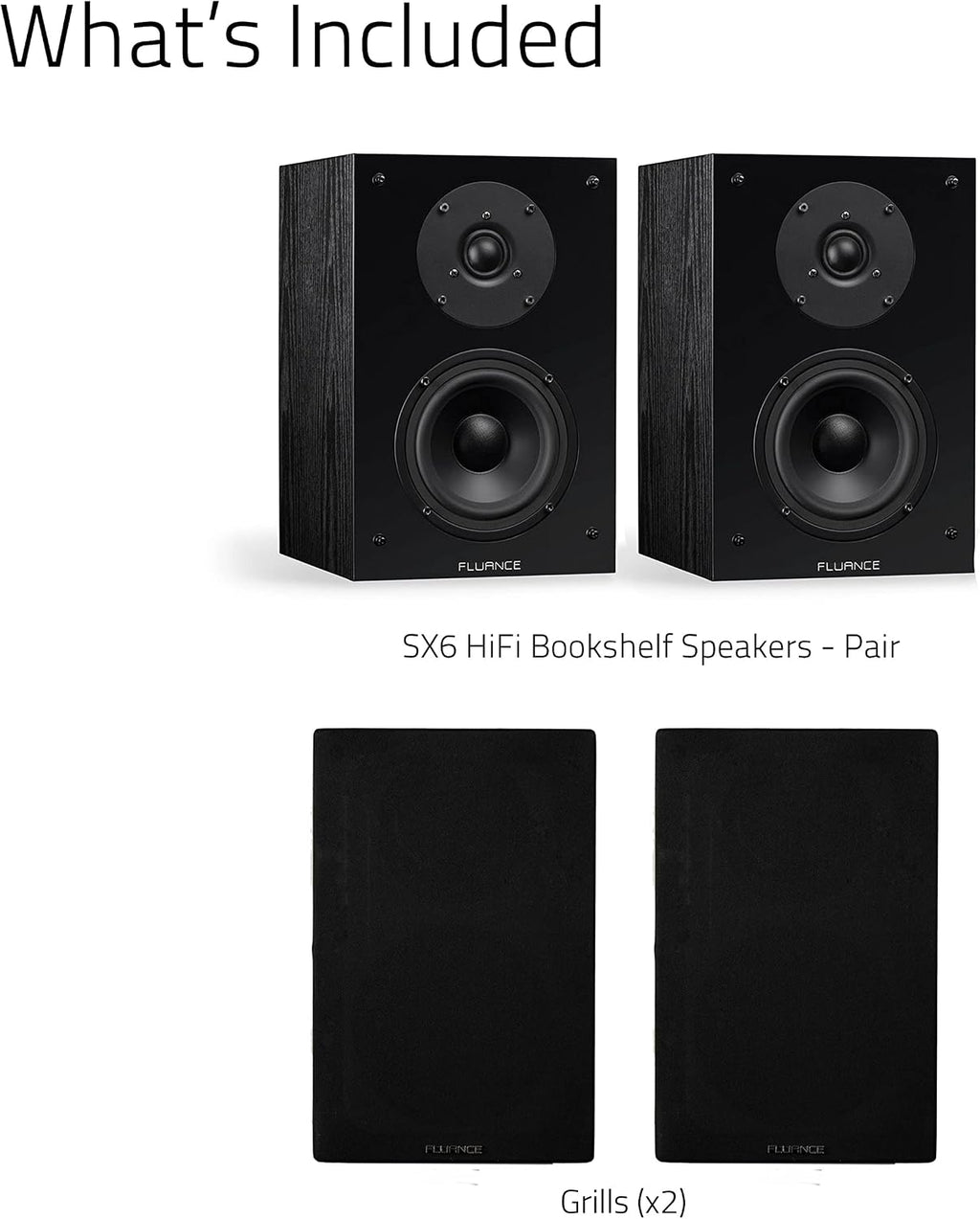 Fluance Elite High Definition 2-Way Bookshelf Surround Sound Speakers for 2-Channel Stereo Listening or Home Theater System - Black Ash/Pair (SX6-BK)