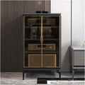 Audio Rack 4 Tier Stereo Rack Audio Equipment Rack Metal Audio Rack Cabinet AV Cabinet Durable with Tempered Glass Doors Strong(Grey,60x55x95cm)