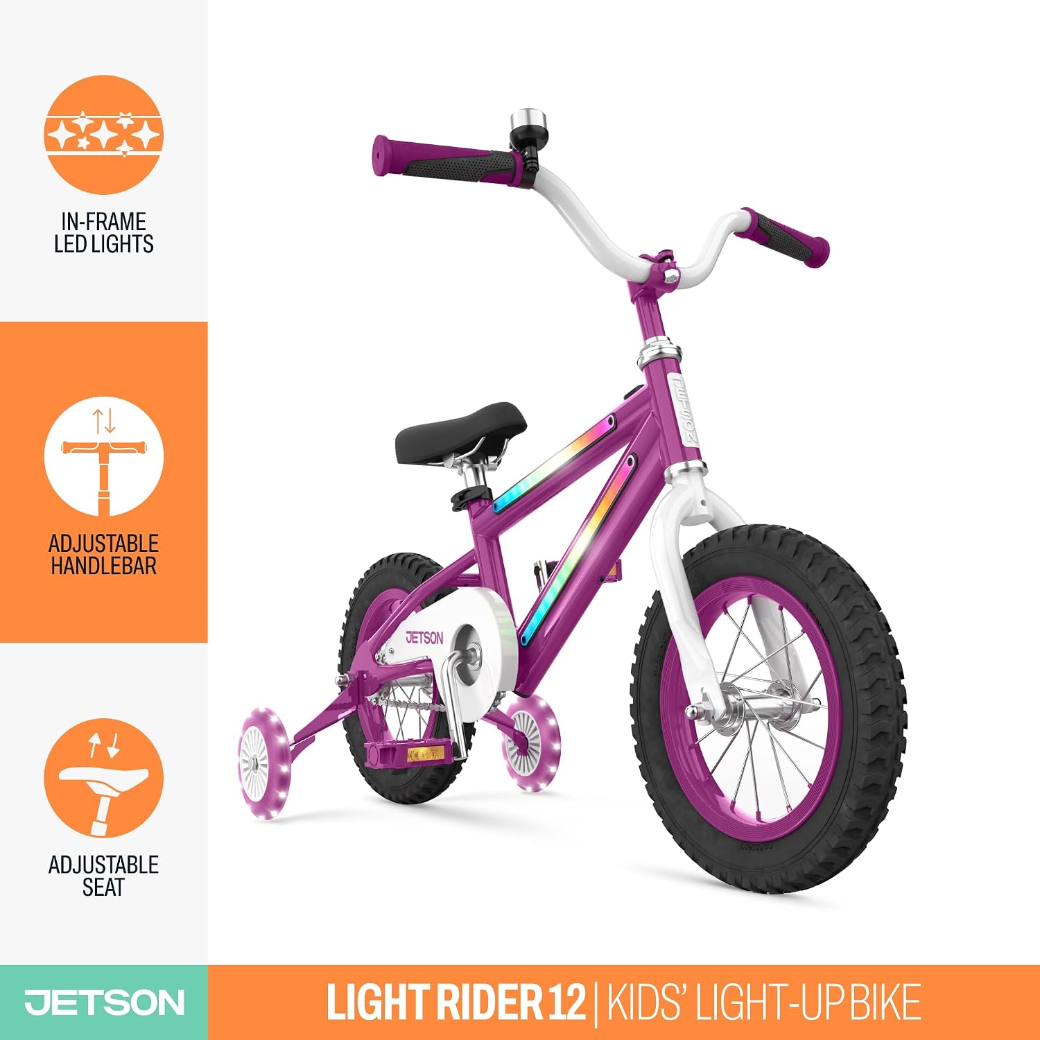 Jetson Light Rider Kids' Light-up Unisex Bike, LED Light-up Frame, 3 Different Light Modes