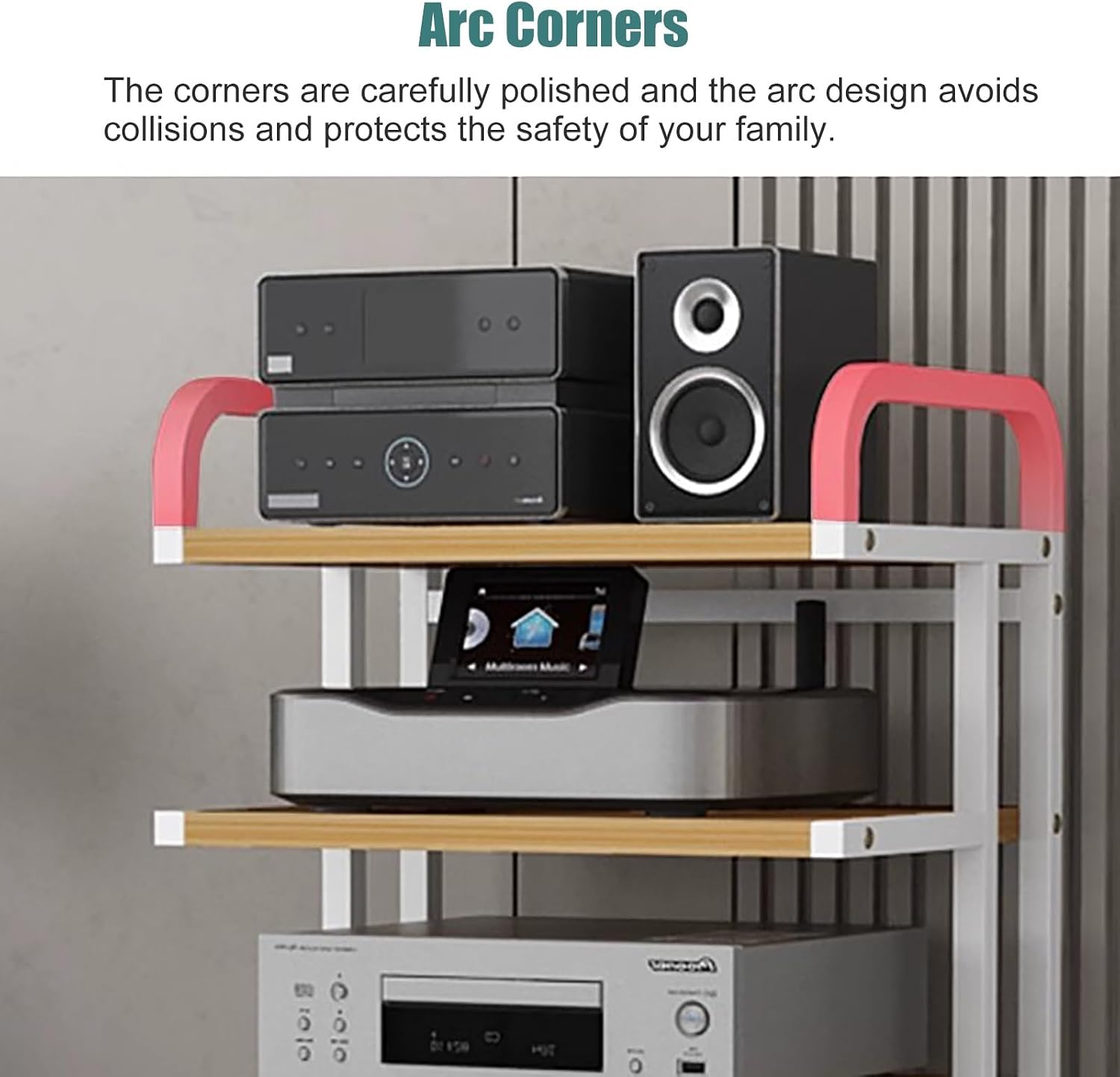 Audio Component Rack Tower Media Stereo Stand Equipment Shelf with Wheels, 3/4/ 5 Layer Steel Heavy Duty Home Entertainment System Organizer Holder (5 Tier a)