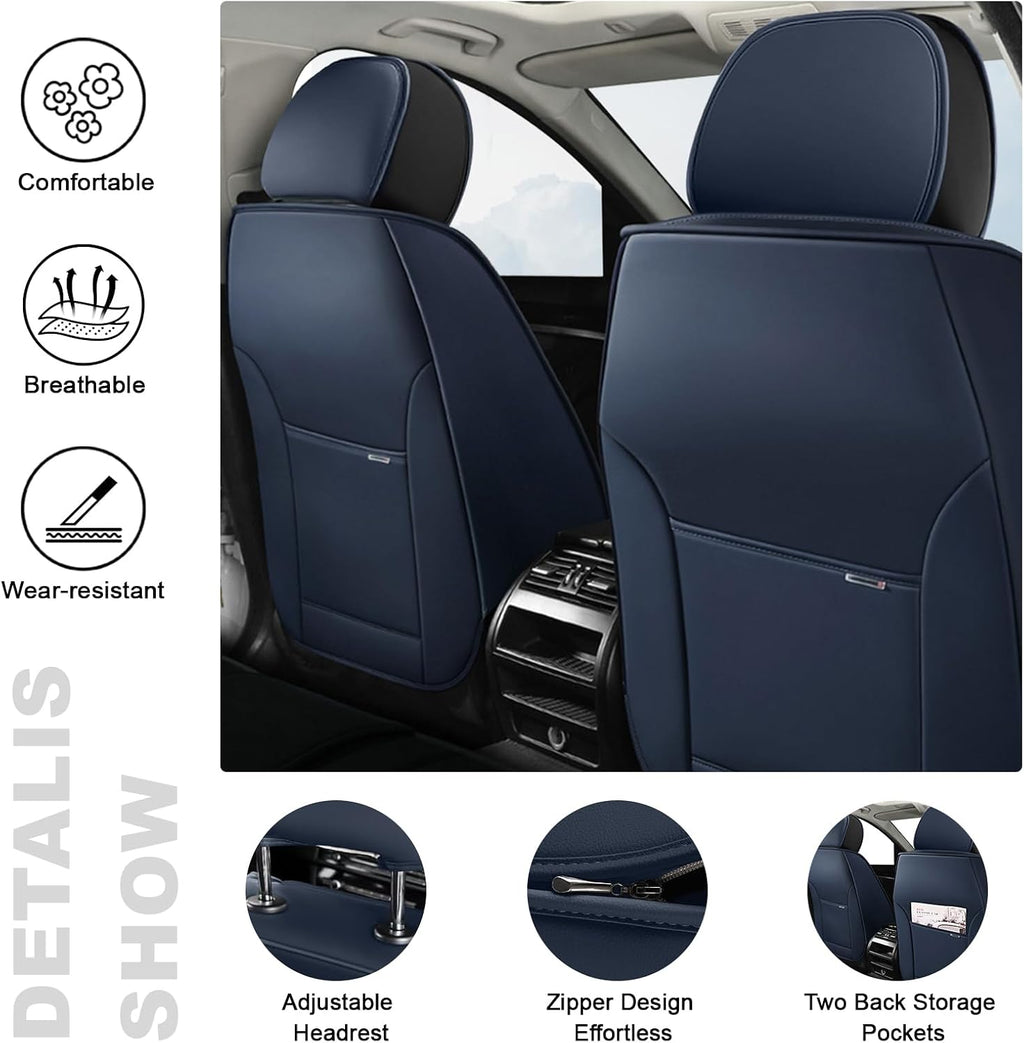 2 Seat Covers for Subaru Outback 2000-2026 Breathable Car Seat Covers,Anti-Slip Waterproof Car Seat Protectors with Airbag,Automotive Vehicle Cushion with Storage Pockets (Standard,Blue)