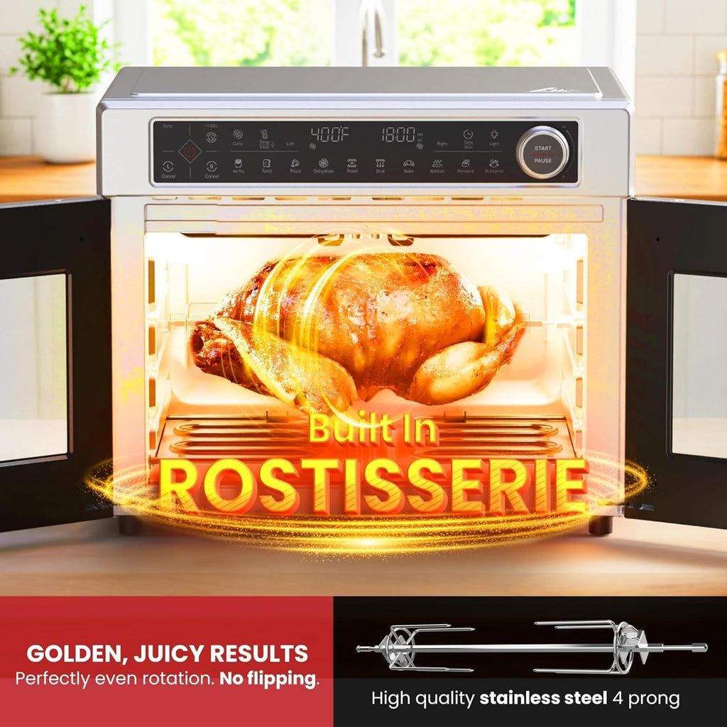 Magic Mill Ultra-Premium Air Fryer Toaster Oven Combo With Independent Dual-Zone Technology, Extra Large 32QT French Door Stainless Steel Convection Oven, Next-Gen Patent Technology, 13 accessories