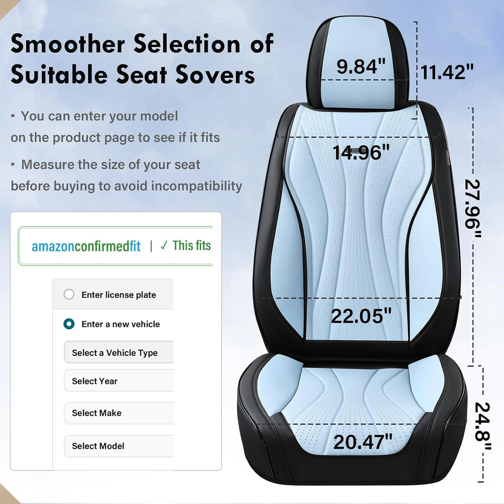 Coverado Front and Rear Seat Covers, 5 Seat Universal Seat Covers, Faux Leather Seat Cover for Trucks, Waterproof Car Seat Protector, Car Seat Cover Car Seat Cushion Fit for Most Cars (Black&Blue)
