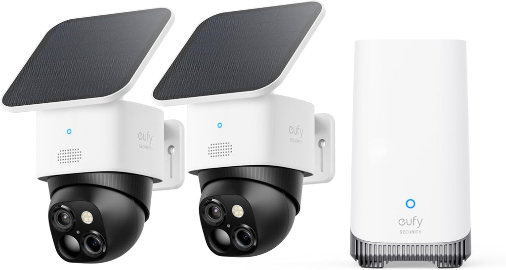 eufy Security SoloCam S340 2-Cam Kit (HomeBase S380), Solar Security Camera, Wireless Outdoor Camera, 360° Pan and Tilt, No Blind Spots, No Monthly Fee, Built-in Local Storage (Up to 16TB)