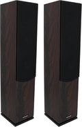 Rockville Pair Lux 654 Dark Woord Dual 6.5' Home Theater Stereo Tower Speakers, 160W RMS, 640W Peak, 8 Ohm, Silk Tweeter, MDF Audio Cabinet, 22Hz-20kHz, USA-Engineered, Vietnam-Made (2 Items)