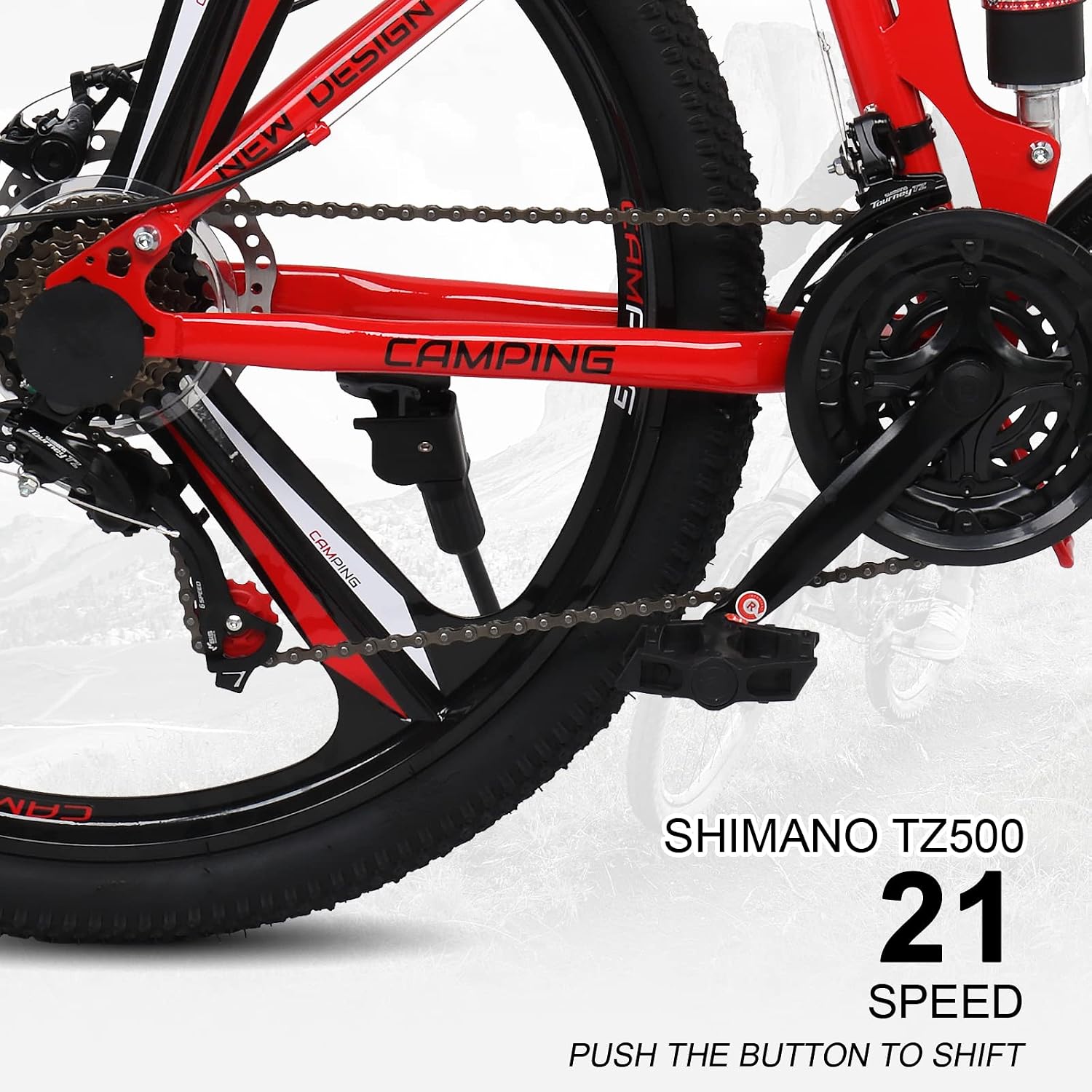 Ktaxon 26 Inch Folding Bike, 21 Speeds Foldable Bikes for Adults, Bicycle for Men & Women with Full-Suspension, Unique 3 Spoke Alloy Wheel, Dual Disc Brake, Quick Release and Adjustable Saddle