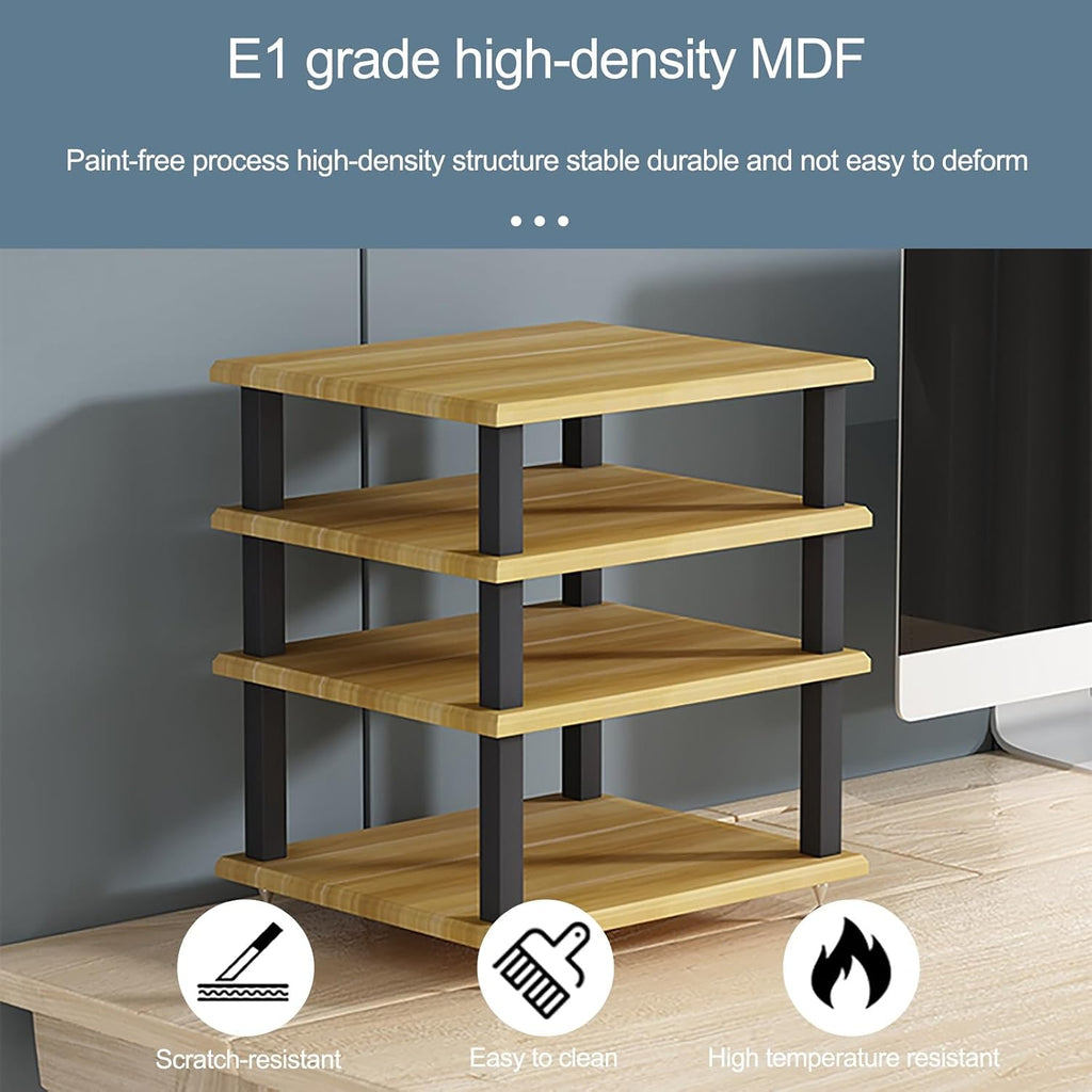 Audio Rack Tower AV Media Stand Audio-Video Media Stand, Storage Rack Audio Tower Thickened Steel Pipe, Equipment Console Shelf for Home Office Theater(White)