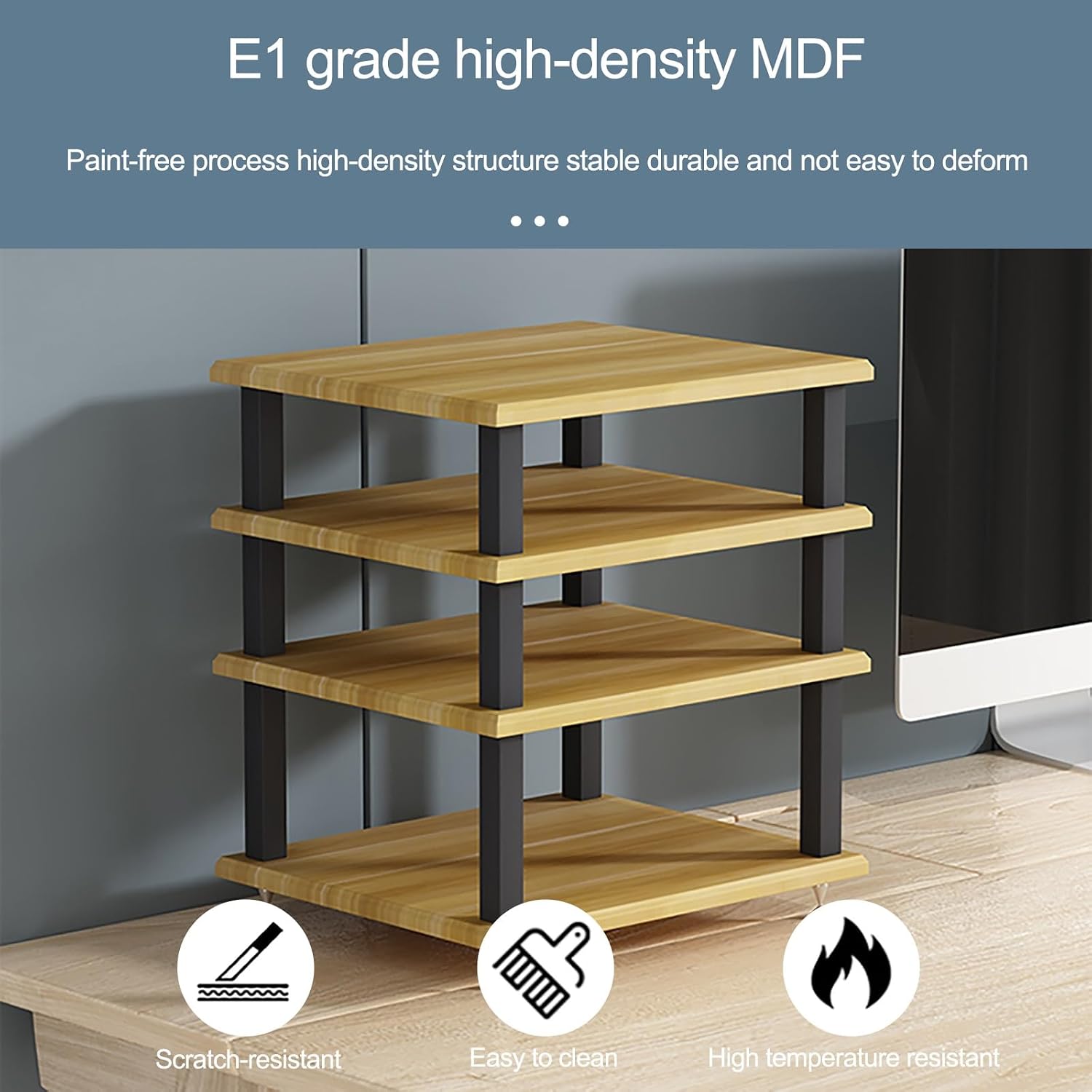 Audio Rack Tower AV Media Stand Audio-Video Media Stand, Storage Rack Audio Tower Thickened Steel Pipe, Equipment Console Shelf for Home Office Theater(White)