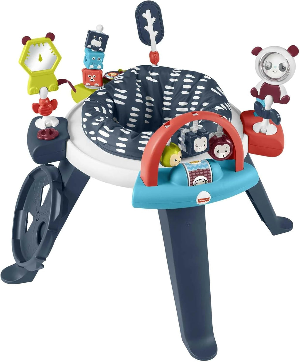 Fisher-Price 3-in-1 Spin & Sort Infant Activity Center and Toddler Play Table, Navy Dashes- Unisex