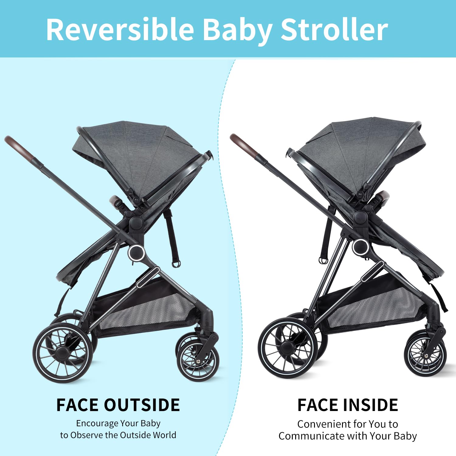 ANNA QUEEN 2 in 1 Baby Stroller,Folding High Landscape Infant Stroller,Reversible Pram, Convertible Pushchair for Infants and Newborns 0-36 Months