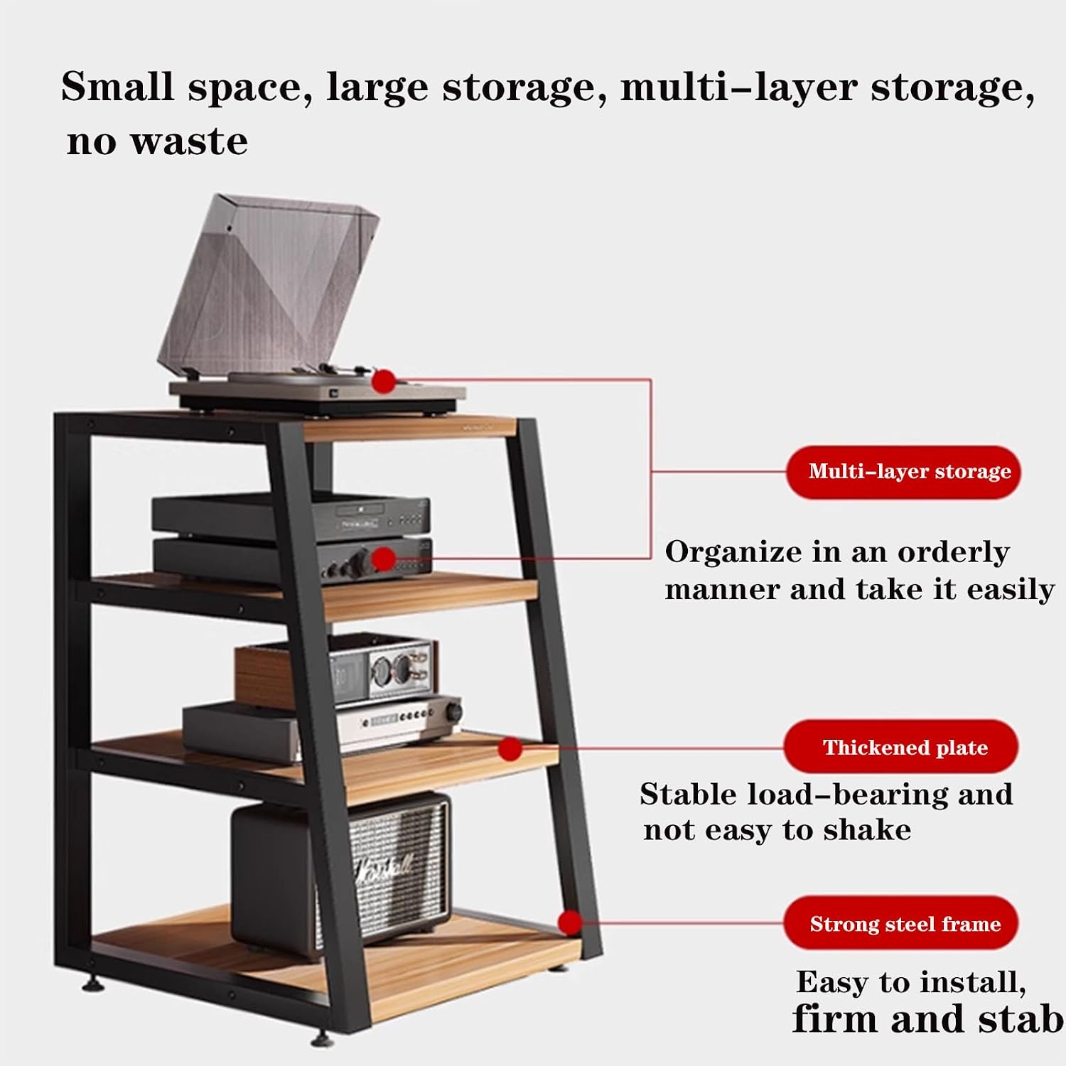 Amplifier Cabinet Rack, Audio Cabinet, Audio and Video Equipment Cabinet, Record Player Stand with Storage Rack, AV Media Stand, Corner TV Stand Media Storage Cabinet Audio Video Shelf, DVD Stand