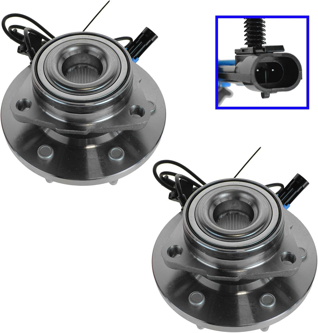 TRQ Front Driver and Passenger Side Wheel Bearing and Hub Assembly Set 2 Piece Compatible with 2006-2010 Hummer H3 2009-2010 H3T