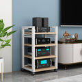 Open 4-Tier Media Stand Audio Video Component Cabinet DVD CD Player Stand Stereo Power Amplifier Equipment Storage Rack with Height Adjustable Wooden Shelf for Home/Office/Theater (Color : E)
