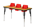 3-Seat Feeding Table (Oak Top, Red Seat, Black T-Mold)