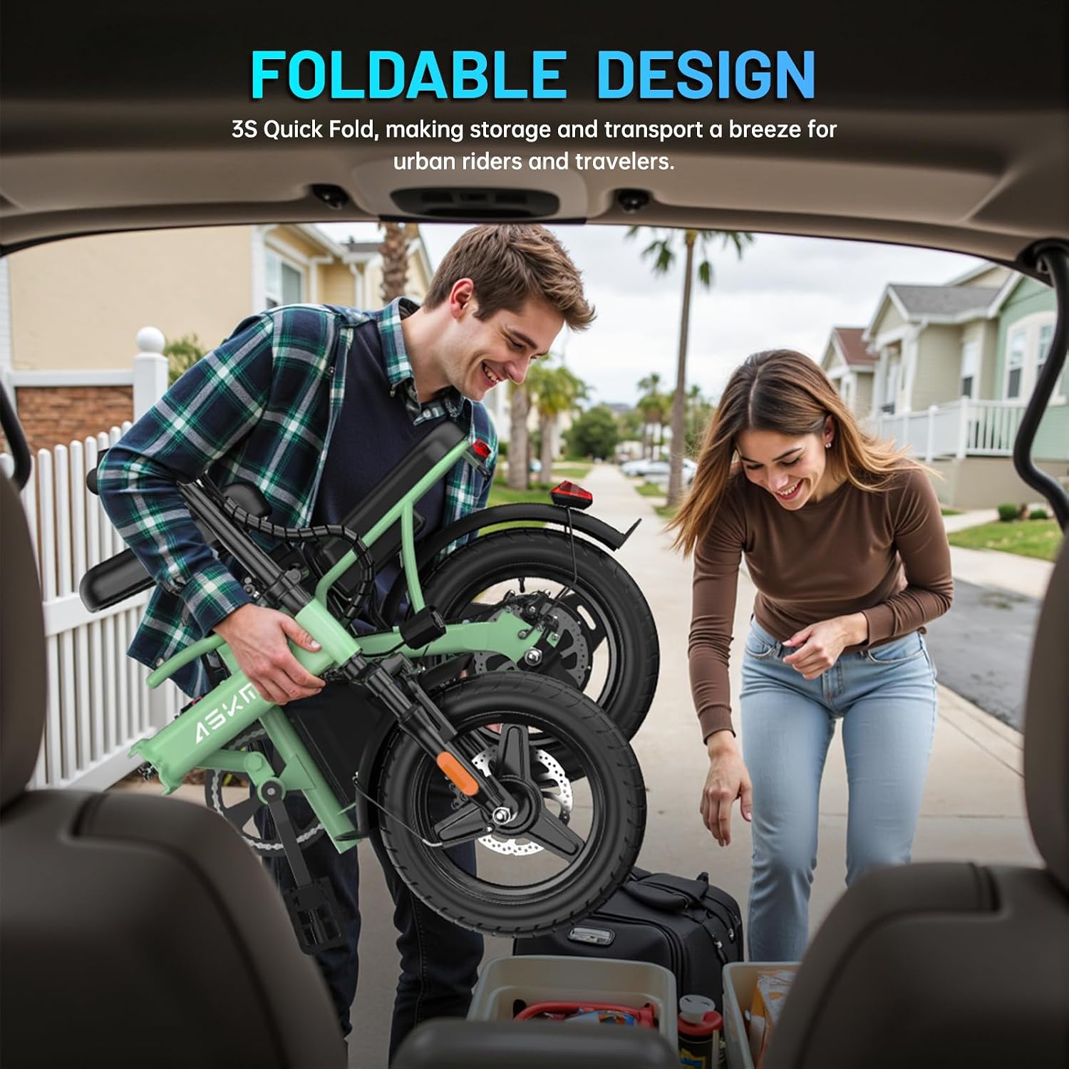 REOCRO Foldable Electric Bike for Adults, 14' Mini Folding E-Bike with 48V 10AH/20AH Removable Battery, 30-60 Miles PAS Range, 700W Peak Motor, Electric Bicycle for Daily Commuting and City Riding
