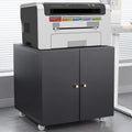 Printer Stand with Storage, 3D Heavy Duty Printers Table with Double-Door and Adjustable Shelf, Printer Stand on Wheels,Metal Fax Machine Table for Home Office