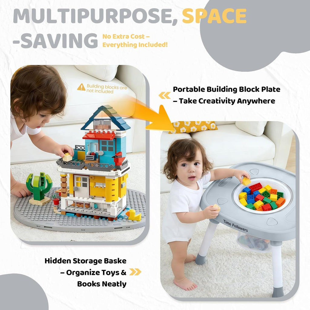 Time Followers® 6-in-1 Baby Activity Center | 4 Stage Montessori-Inspired Toys | Grow Stationary Standing Toddler Table | Jumpers & Bouncers | Must Have for Boy & Girl 6, 12, 24+ Month Old (Grey)