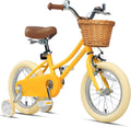Petimini Vintage Kids Bike for Girls, 12–20 Inch Classic Bicycle with Wicker Basket & Bell, High Tensile Steel Frame, Training Wheels (12–18'), 85% Pre-Assembled, Retro Bike for Outdoor Riding