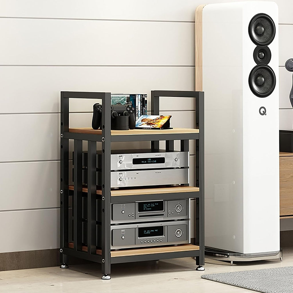 3/4 Tier Furniture Media Stand DVD CD Player Stand Audio Rack Power Amplifier Equipment Cabinet with Height Adjustable Wooden Shelf Floorstanding Storage Shelves (Size : 3 Tier)