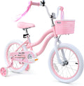 bicystar Girls Bike for Kids Ages 2-8 Years, 12 14 16 18 Inch Kids Bike with Training Wheels, Basket & Streamers, Pink Little Girls Bicycle with Coaster Brake, Birthday Gift