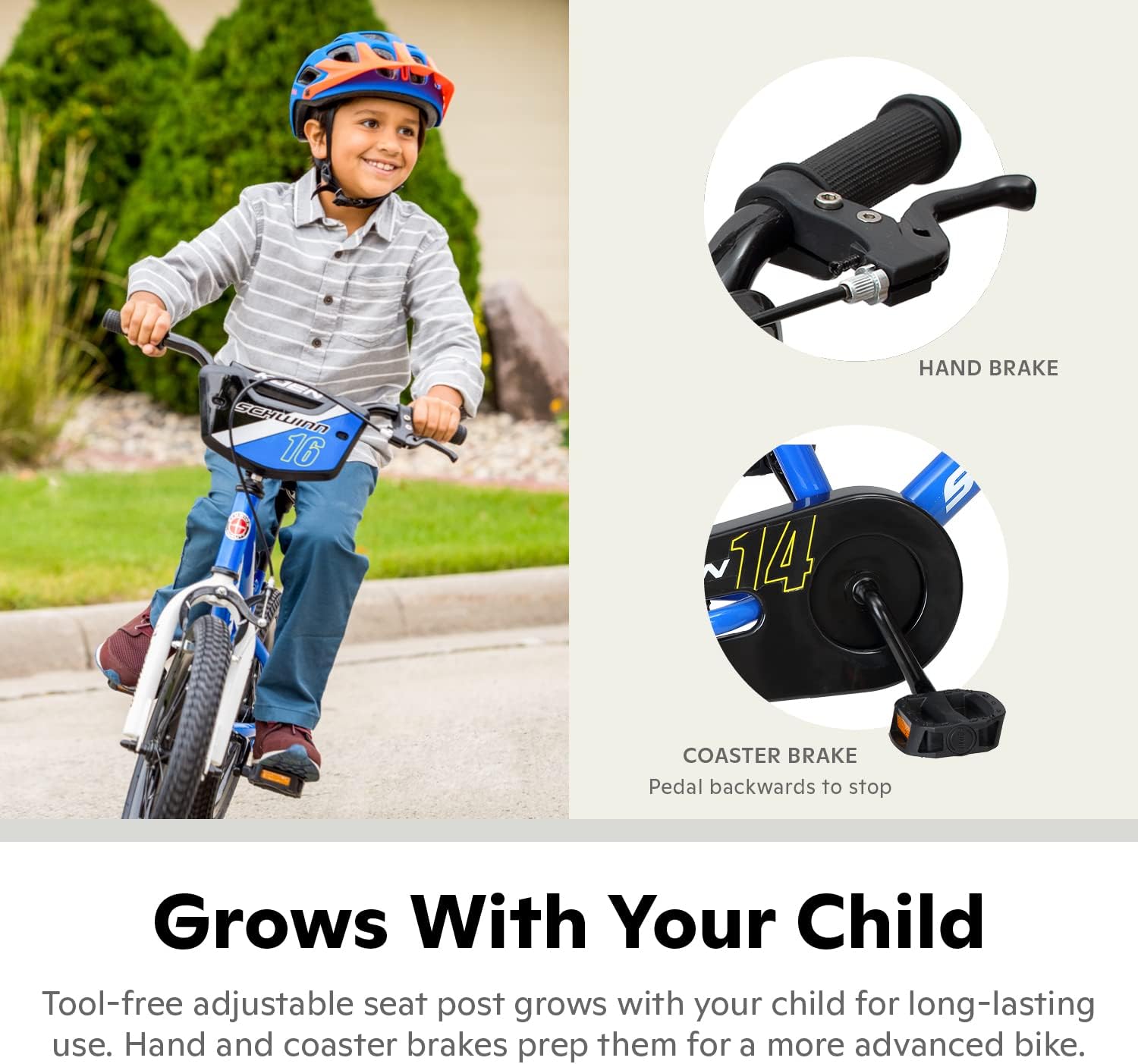 Schwinn Koen Bike, 14 Inch Bike for Kids Ages 3-4, SmartStart Ergonomic Design for Kids, Adjustable Seat Grows with your Child, Rear Coaster Brake and Front Caliper Brake, Training Bicycle