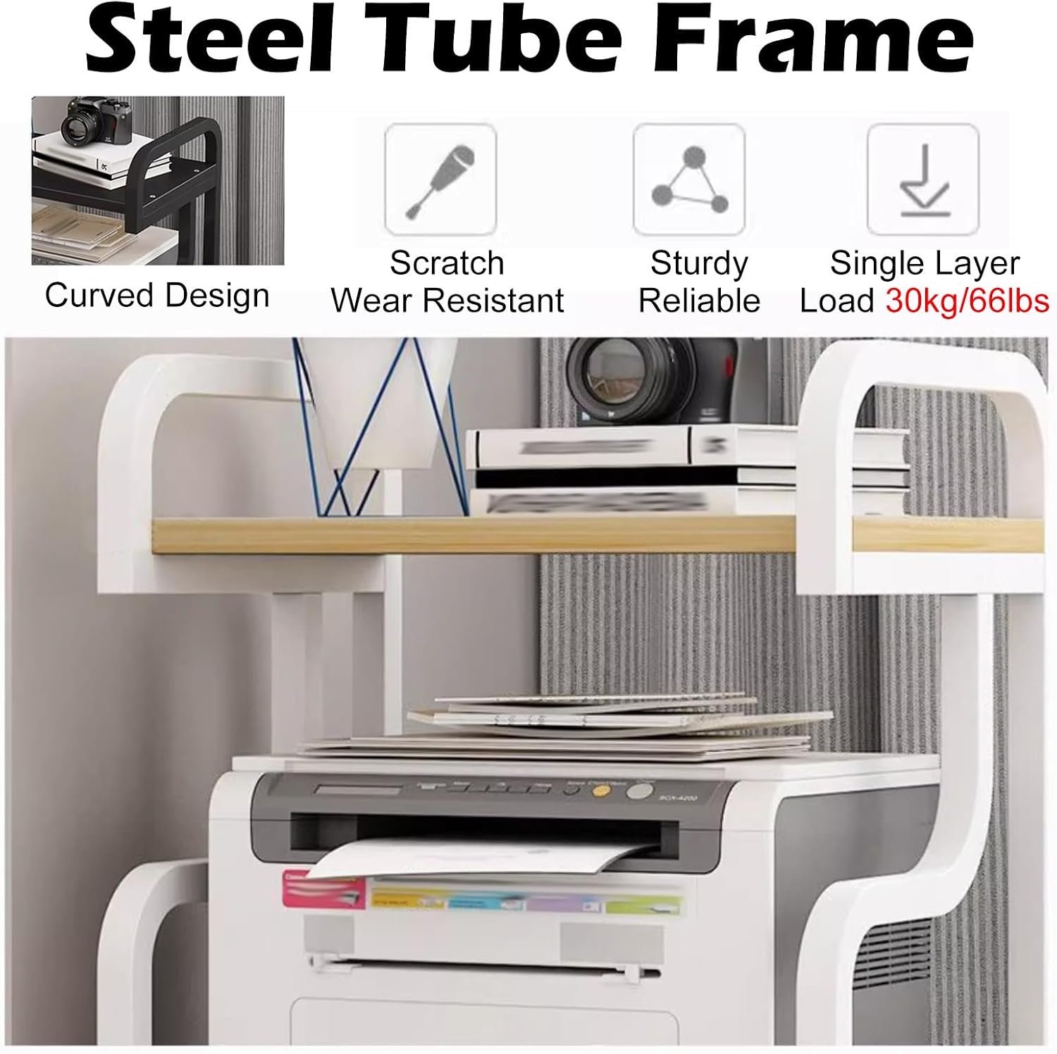 Modern 3-Tier Record Player Stand - Stylish Wooden Media Cabinet Shelf for Audio Equipment, Amplifiers & Stereo, Ideal for Bedroom, Restaurant & Conference Room (Black-C)