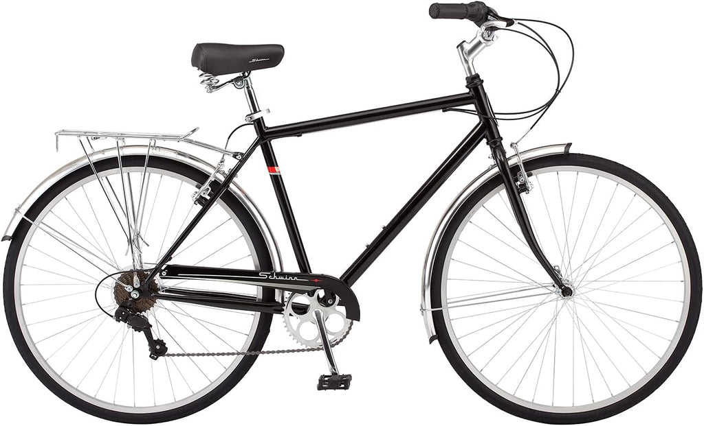 Schwinn Wayfarer Hybrid Bike, 700c Mens and Womens Bike, 7-Speed Hybrid Bicycle, Retro Steel Frame, Front and Rear Linear Pull Brakes, Fenders, Cargo Space, Adult Bicycle