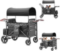 Rovique Wagon Stroller 4 Seater – Includes Adjustable Canopy,Convertible Seats, Snack Tray, Parent Organizer, 5-Point Harness, Push/Pull Adjustable Handle
