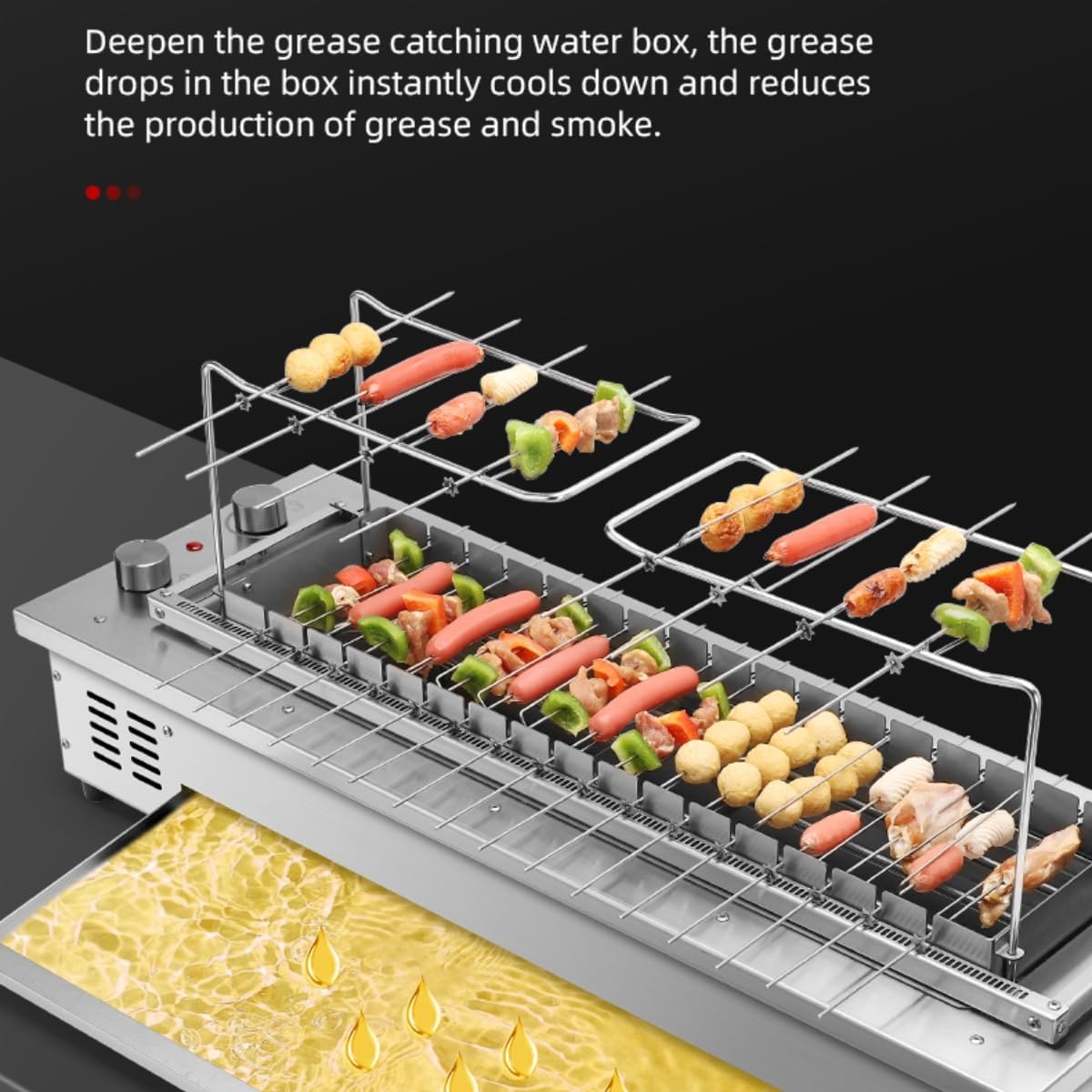 Automatic Barbecue Oven,Auto flip grill,Commercial Korean BBQ Grill,Auto Roating Smokeless Searing Oen,Electric Yakitori Griddle,Temperature Adjustable,Roating,8 Skewers,110V