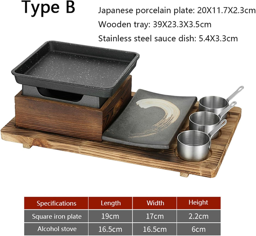 Portable BBQ Grill Korean Japanese Tabletop Barbecue Grill Charcoal BBQ Oven Alcohol Stove for Indoor Dining Table, Camping,B