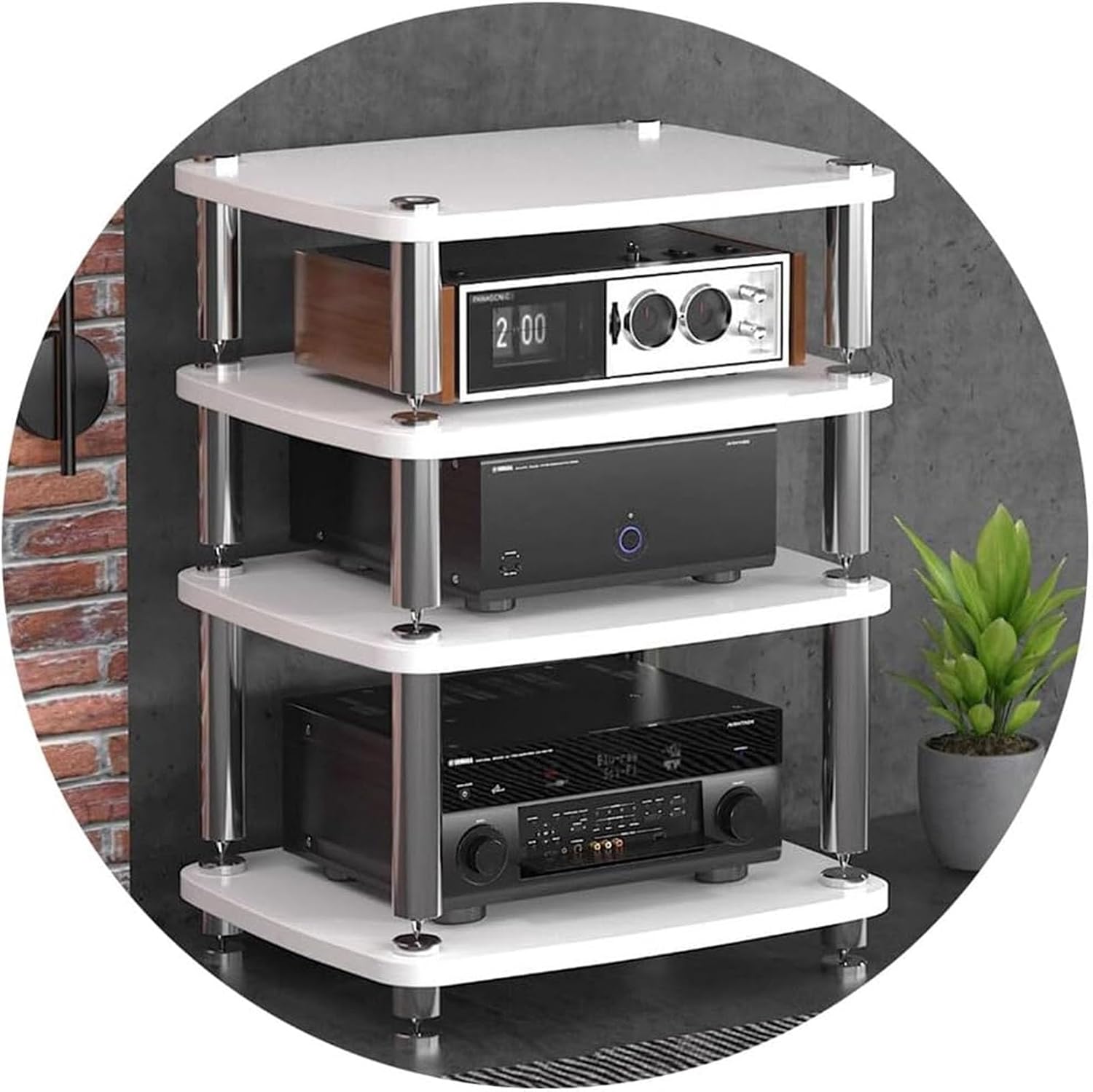 1/2/3/4-layer HiFi Audio Cabinet HiFi Stand Record Player MDF Stand, Audio Rack with Shock-Absorbing Feet Power Amplifier Shelf Equipment Cabinet, D,60 * 48 * 76cm(4Tier)