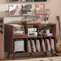 LELELINKY Large Record Player Stand, 48''Turntable Stand with Storage, Vinyl Record Holder with Display Area, Record Player Table Holds Up to 450 Albums, Record Stand for Music Room Living Room