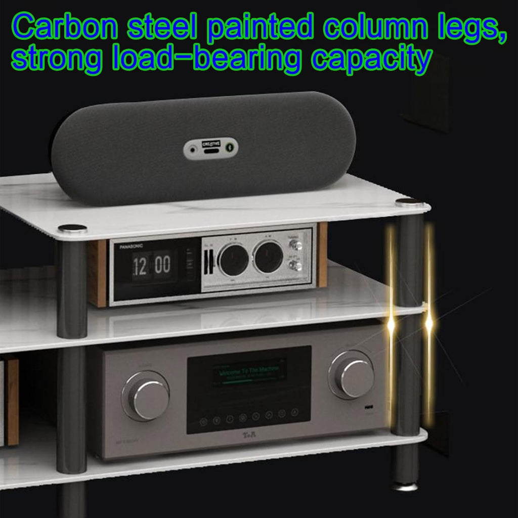 4-Media Stand White Entertainment Center Stylish Stereo Rack for Tv & Audio Equipment Spacious Storage Cabinet 120X45X73.5 Cm Perfect for Home Theater-Black-120x45x52cm