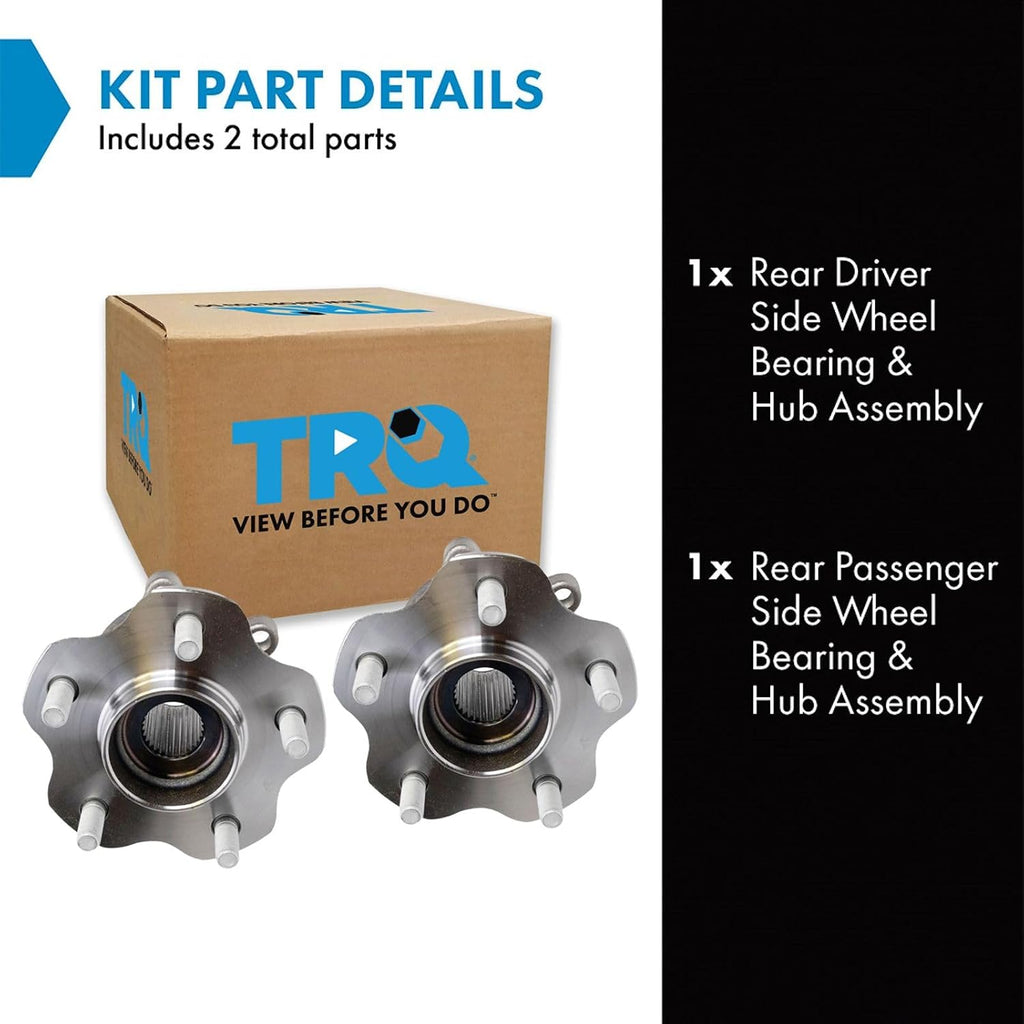 TRQ Rear Wheel Bearing and Hub Assembly Set 2 Piece Compatible with 14-19 Infiniti QX60 All Wheel Drive 2013 JX35 All Wheel Drive 15-19 Nissan Murano All Wheel Drive 13-19 Pathfinder 4 Wheel Drive